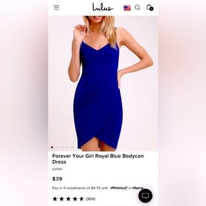 Lulus Forever Your Girl Royal Blue Bodycon mini dress size Large NWT